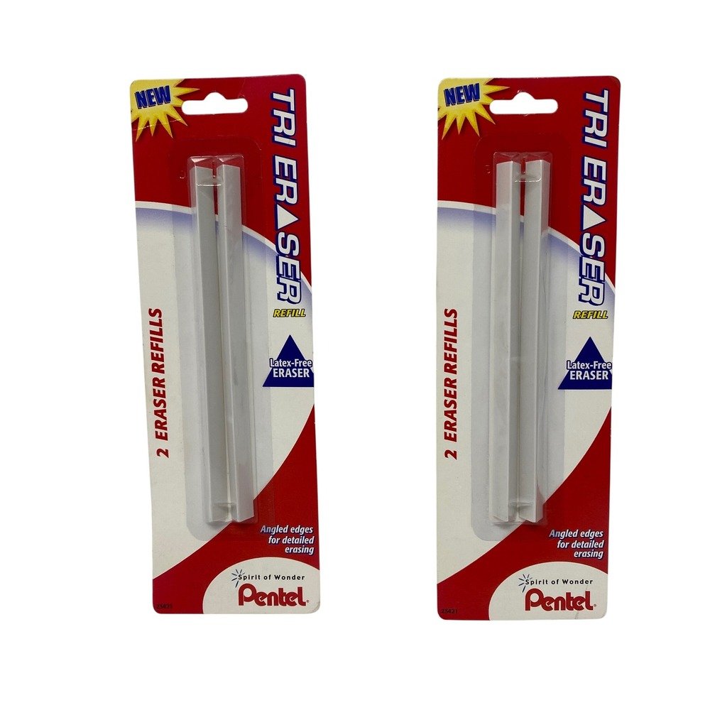 (Lot of 2) Pentel Tri Eraser Refill 2 Pack ZE15RBP2‎ White Latex Free NEW